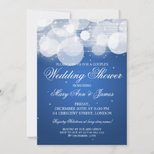 Elegant Couples Shower Glow & Sparkle Blue Kaart