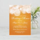 Elegant Couples Shower Glow & Sparkle Oranje Kaart (Staand voorkant)