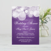 Elegant Couples Shower Glow & Sparkle Paars Kaart (Staand voorkant)