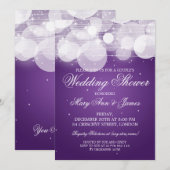 Elegant Couples Shower Glow & Sparkle Paars Kaart (Voorkant / Achterkant)