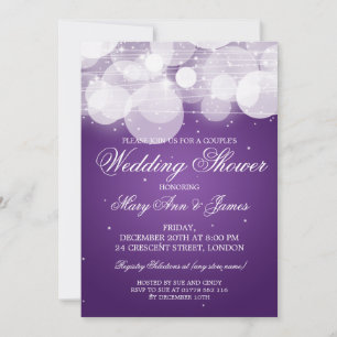Elegant Couples Shower Glow & Sparkle Paars Kaart