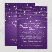 Elegant Couples Shower Mousserende Lines Paars Kaart (Voorkant / Achterkant)