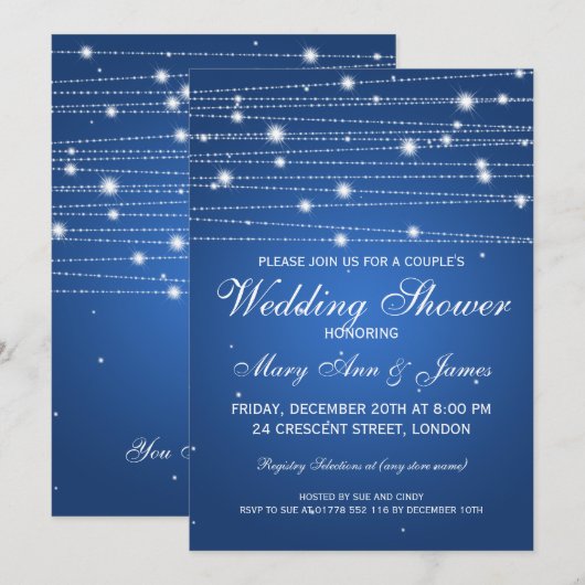 Elegant Couples Shower mousserende luiers Sapphire Kaart (Voorkant / Achterkant)