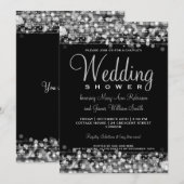 Elegant Couples Shower Party Sparkles Silver Kaart (Voorkant / Achterkant)