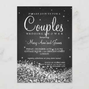 Elegant Couples Shower Sparging Wave Black Kaart