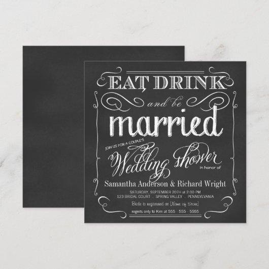 Elegant Couple's Wedding Shower Invitations Kaart (Voorkant / Achterkant)