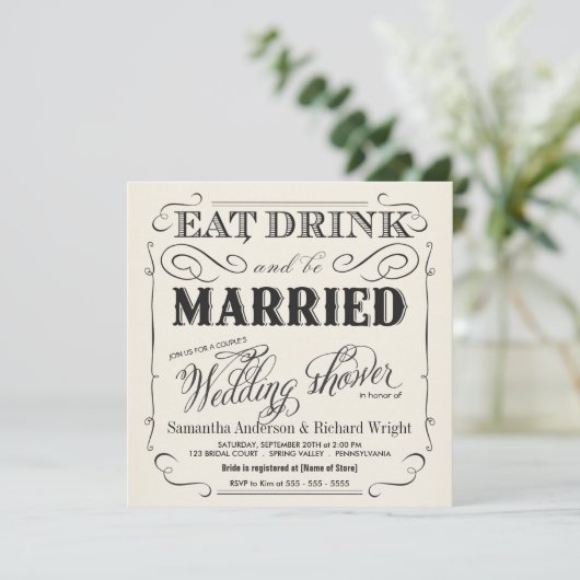 Elegant Couple's Wedding Shower Invitations Kaart (Staand voorkant)