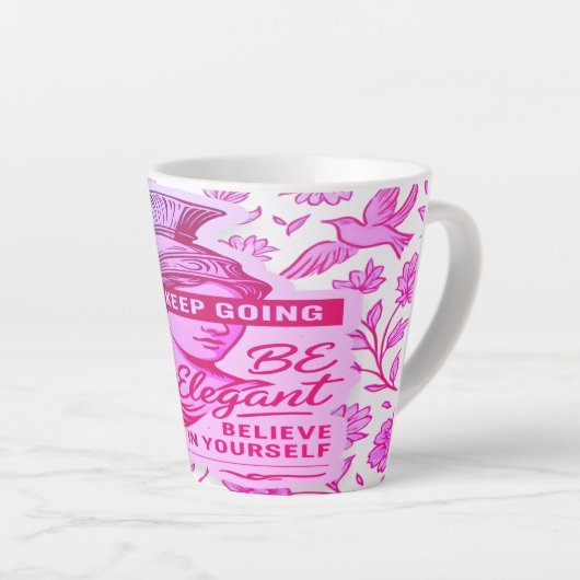 Elegant Courage Latte Mok voor Vrouwen Inspirerend (Rechterhoek)