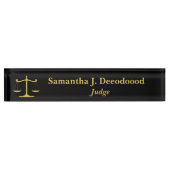 Elegant Court Judge Black Desk Nameplate Naambordje (Voorkant)