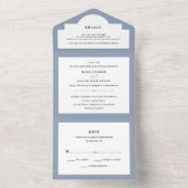 Elegant Couture | Dusty Blue Wedding All In One Uitnodiging (Binnen)
