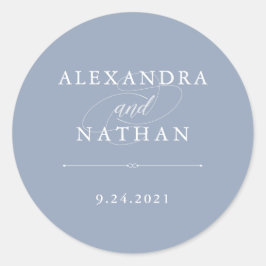 Elegant Couture | Dusty Blue Wedding Ronde Sticker