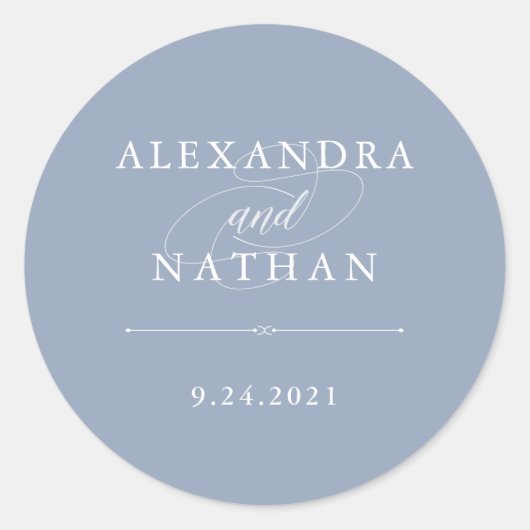 Elegant Couture | Dusty Blue Wedding Ronde Sticker (Voorkant)