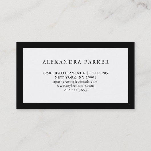 Elegant Couture | Zwart-wit Visitekaartje (Achterkant)
