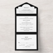 Elegant Couture | Zwarte en witte bruiloft All In One Uitnodiging (Binnen)