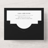 Elegant Couture | Zwarte en witte bruiloft All In One Uitnodiging (Achterkant)