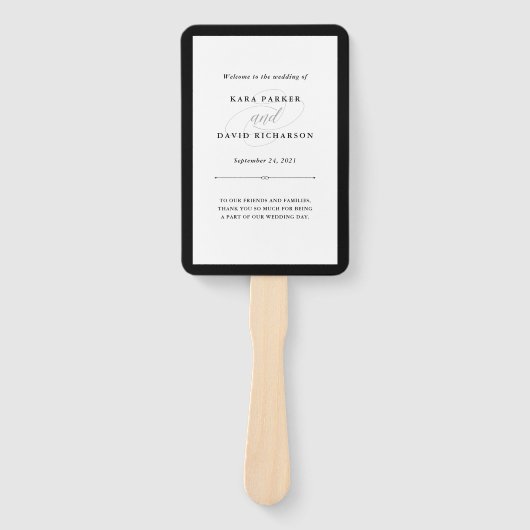 Elegant Couture | Zwarte en witte bruiloft Handwaaier (Voorkant)