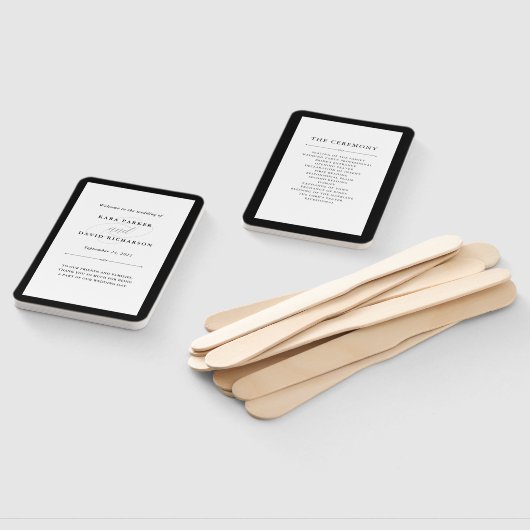 Elegant Couture | Zwarte en witte bruiloft Handwaaier (Niet-gemonteerd)