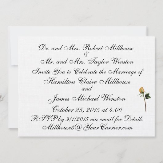 Elegant Cowboy Pet Geel Rose bruiloft uitnodiging (Achterkant)