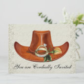 Elegant Cowboy Pet Geel Rose bruiloft uitnodiging (Staand voorkant)