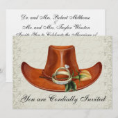 Elegant Cowboy Pet Geel Rose bruiloft uitnodiging (Voorkant / Achterkant)