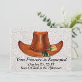 Elegant Cowboy Pet Geel Rose bruiloft uitnodiging (Staand voorkant)