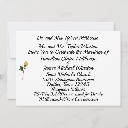 Elegant Cowboy Pet Geel Rose bruiloft uitnodiging (Achterkant)