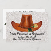 Elegant Cowboy Pet Geel Rose bruiloft uitnodiging (Voorkant / Achterkant)