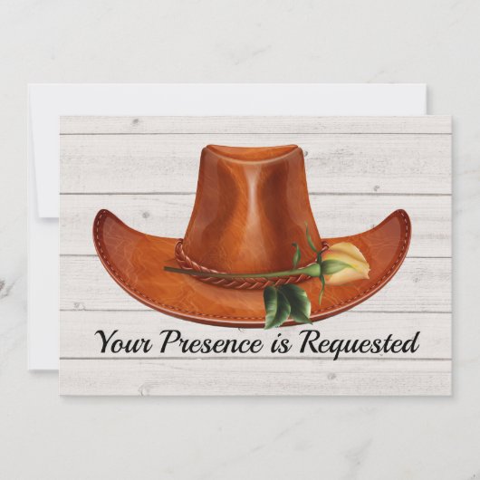 Elegant Cowboy Pet Geel Rose bruiloft uitnodiging (Voorkant)