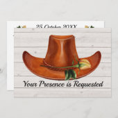 Elegant Cowboy Pet Geel Rose bruiloft uitnodiging (Voorkant / Achterkant)