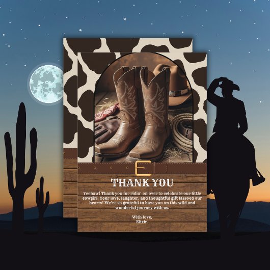 Elegant Cowgirl Boots Baby Shower Bedankkaart