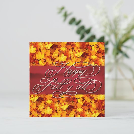 Elegant Cozy Autumn Vibes Quote Happy Herfst Y Kaart (Staand voorkant)