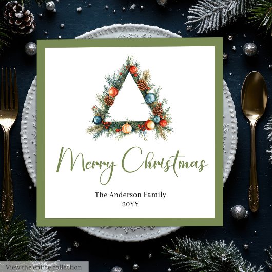 Elegant Cozy Boho Scandinavian Pine Wreath Dinner Servet