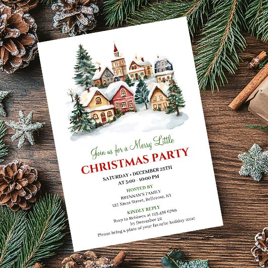 Elegant cozy holiday scene Christmas dinner invite Kaart