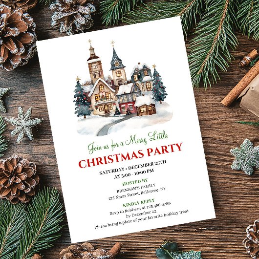 Elegant cozy holiday scene Christmas dinner invite Kaart
