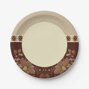 Elegant cram beige en bruin papieren bordje