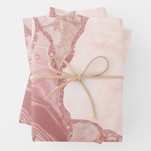 Elegant cram Blush roze geode Inpakpapier Vel (In situ)