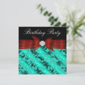 Elegant Cranberry Red Blauwgroen Blue Birthday Par Kaart (Staand voorkant)