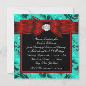 Elegant Cranberry Red Blauwgroen Blue Birthday Par Kaart (Achterkant)