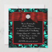 Elegant Cranberry Red Blauwgroen Blue Birthday Par Kaart (Achterkant)