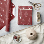 Elegant Cranberry Red Christmas Pine Tree Patroon Cadeaupapier<br><div class="desc">Een eenvoudig,  elegant kerstboompatroon voor feestelijke cadeauverpakking.</div>