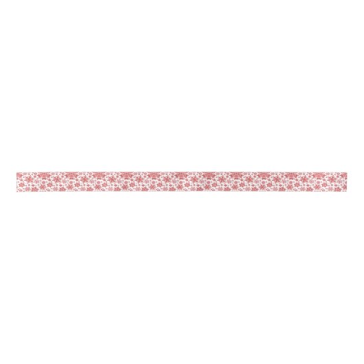 Elegant Cranberry Snowflake (White) Satijnen Lint (Voorkant)