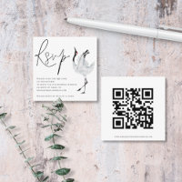 Elegant Crane Bird Script QR Code Weddenschap RSVP