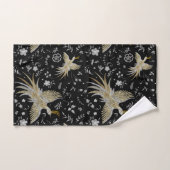 Elegant Crane Birds Seamless Pattern Black Bad Handdoek (Handdoek)