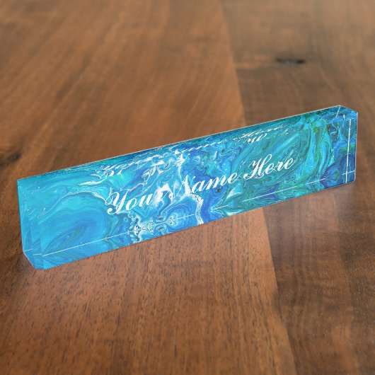 Elegant Crazy Lace Agate 2 - Blue Aqua Naambordje (Zijkant)