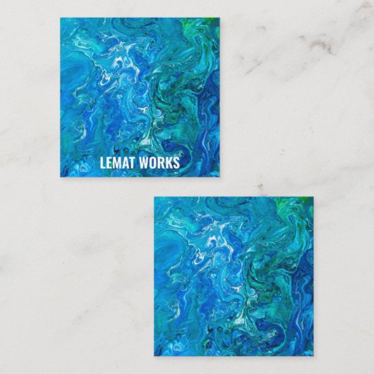 Elegant Crazy Lace Agate 2 - Blue Aqua Vierkante Visitekaartje (Voorkant / Achterkant)