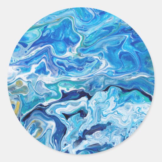 Elegant Crazy Lace Agate 6 - Ocean Blue Ronde Sticker (Voorkant)