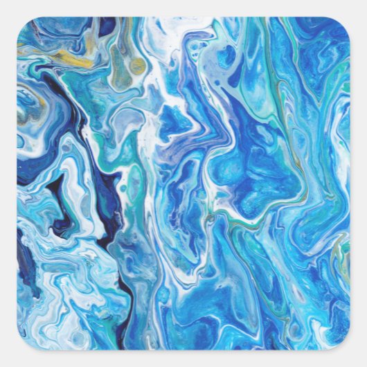Elegant Crazy Lace Agate 6 - Ocean Blue Vierkante Sticker (Voorkant)