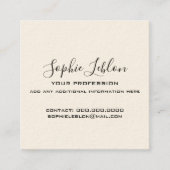 Elegant Cream and Black Card with Script Name Vierkante Visitekaartje (Voorkant)