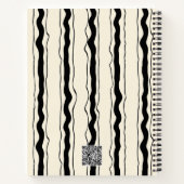Elegant Cream and Black Stripes Heart Custom Name Notitieboek (Achterkant)