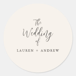 Elegant Cream and Black Wedding Envelope Seal Ronde Sticker